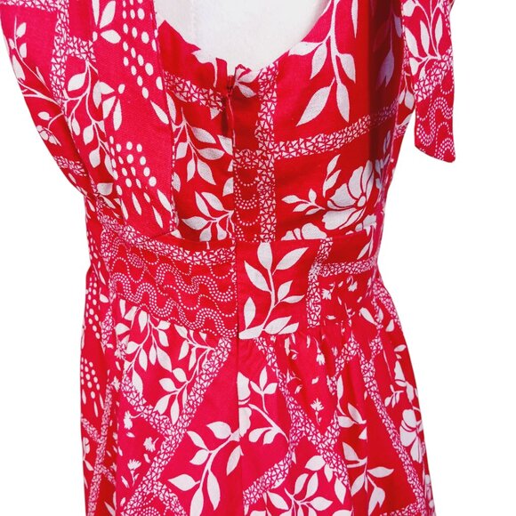 House of Harlow 1960, Small, Mini Sundress, Red/White, Tie Shoulders, Linen Blen - Picture 8 of 16